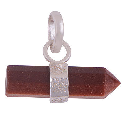 Beautiful Handcrafted Pencil Shape Gemstone Golden Sun Stone 925 Sterling Solid Silver Pendant - R101898-6