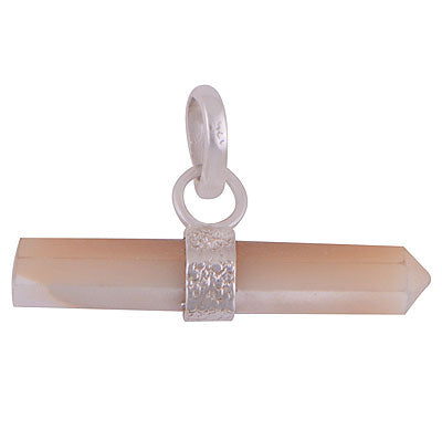 Beautiful Handcrafted Pencil Shape Gemstone Mother of Pearl 925 Sterling Solid Silver Pendant - R101898-8