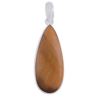 Gorgeous Elongated Gemstone Tiger's Eye Pear Shape 925 Sterling Solid Silver Pendant - R101907-11