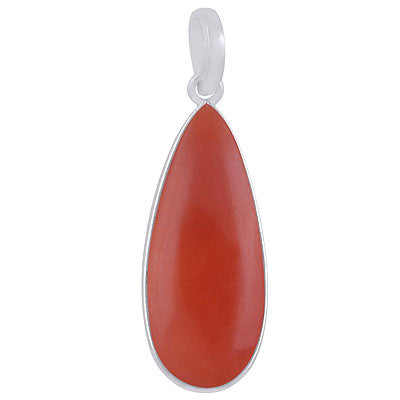 Gorgeous Elongated Gemstone Carnelian Pear Shape 925 Sterling Solid Silver Pendant - R101907-4