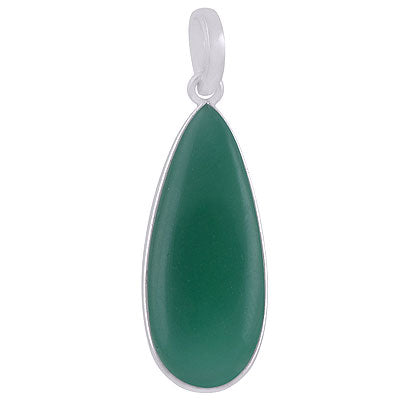 Gorgeous Elongated Gemstone Green Onyx Pear Shape 925 Sterling Solid Silver Pendant - R101907-5