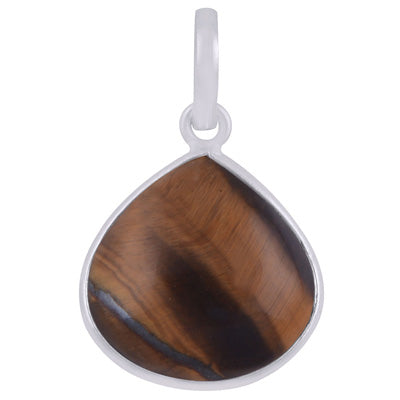 Beautiful Gemstone Tiger's Eye Pear Shape 925 Sterling Solid Silver Pendant - R101908-12