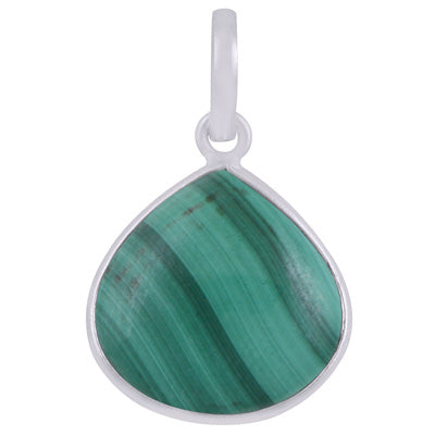 Beautiful Gemstone Malachite Pear Shape 925 Sterling Solid Silver Pendant - R101908-13