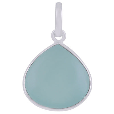 Beautiful Gemstone Aqua Chalcedony Pear Shape 925 Sterling Solid Silver Pendant - R101908-8