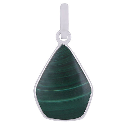 Stunning Gemstone Malachite Pentagon Shape 925 Sterling Solid Silver Pendant - R101909-13
