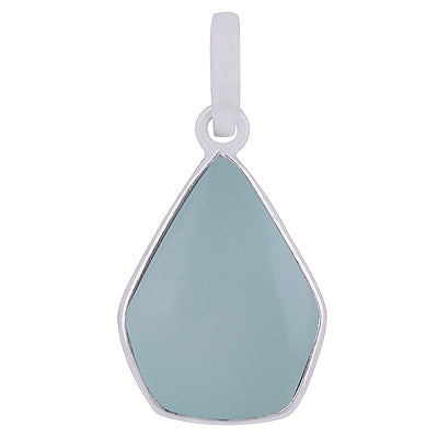Stunning Gemstone Aqua Chalcedony Pentagon Shape 925 Sterling Solid Silver Pendant - R101909-8