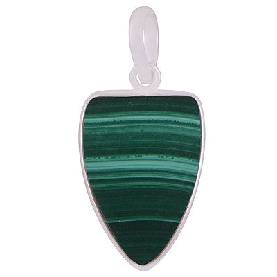 Gorgeous Gemstone Malachite Shield Shape 925 Sterling Solid Silver Pendant - R101911-13