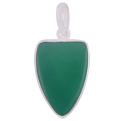 Gorgeous Gemstone Green Onyx Shield Shape 925 Sterling Solid Silver Pendant - R101911-6