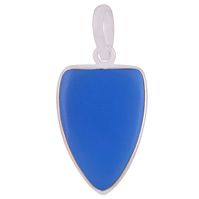 Gorgeous Gemstone Blue Chalcedony Shield Shape 925 Sterling Solid Silver Pendant - R101911-7