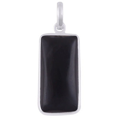 Alluring Elongated Gemstone Black Onyx Rectangle Shape 925 Sterling Solid Silver Pendant - R101912-13