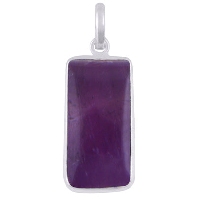 Alluring Elongated Gemstone Amethyst Rectangle Shape 925 Sterling Solid Silver Pendant - R101912-14