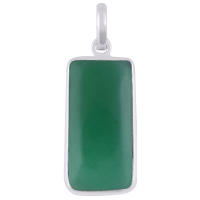 Alluring Elongated Gemstone Green Onyx Rectangle Shape 925 Sterling Solid Silver Pendant - R101912-6