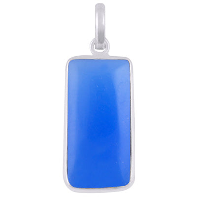 Alluring Elongated Gemstone Blue Chalcedony Rectangle Shape 925 Sterling Solid Silver Pendant - R101912-7