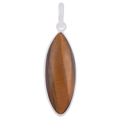 Gorgeous Elongated Gemstone Tiger's Eye Marquise Shape 925 Sterling Solid Silver Pendant - R101913-12