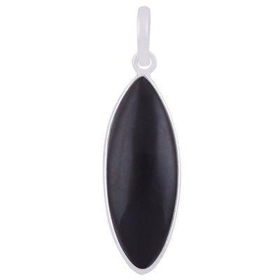 Gorgeous Elongated Gemstone Black Onyx Marquise Shape 925 Sterling Solid Silver Pendant - R101913-14