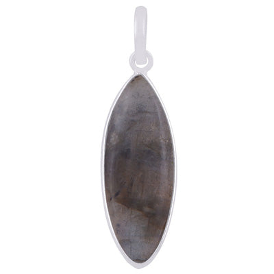 Gorgeous Elongated Gemstone Labradorite Marquise Shape 925 Sterling Solid Silver Pendant - R101913-3