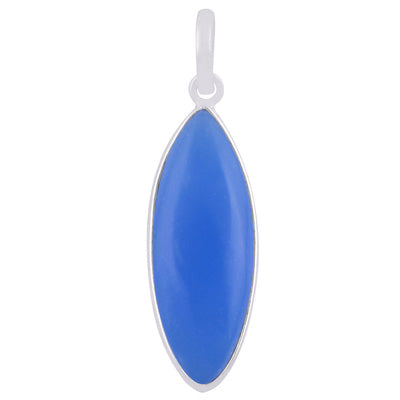 Gorgeous Elongated Gemstone Blue Chalcedony Marquise Shape 925 Sterling Solid Silver Pendant - R101913-7