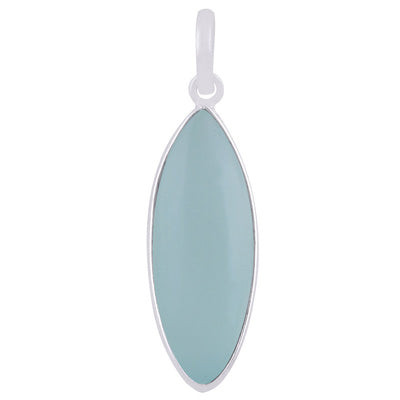 Gorgeous Elongated Gemstone Aqua Chalcedony Marquise Shape 925 Sterling Solid Silver Pendant - R101913-8