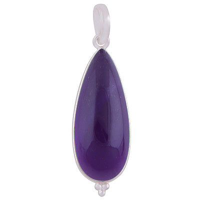 Gorgeous Elongated Gemstone Rawa Work Around Amethyst Pear Shape 925 Sterling Solid Silver Pendant - R101914-14