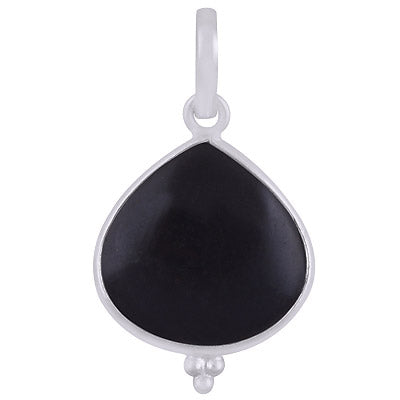 Beautiful Gemstone Rawa Work Around Black Onyx Pear Shape 925 Sterling Solid Silver Pendant - R101915-14