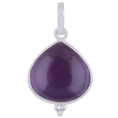 Beautiful Gemstone Rawa Work Around Amethyst Pear Shape 925 Sterling Solid Silver Pendant - R101915-15