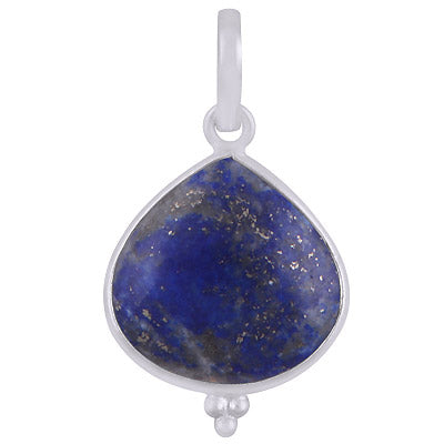 Beautiful Gemstone Rawa Work Around Lapis Pear Shape 925 Sterling Solid Silver Pendant - R101915-4