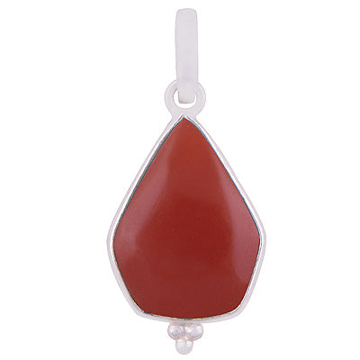 Stunning Gemstone Rawa Work Around Carnelian Pentagon Shape 925 Sterling Solid Silver Pendant - R101916-5
