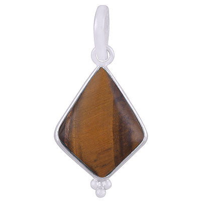 Alluring Gemstone Rawa Work Around Tiger's Eye Kite Shape 925 Sterling Solid Silver Pendant - R101917-12
