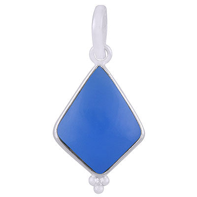 Alluring Gemstone Rawa Work Around Blue Chalcedony Kite Shape 925 Sterling Solid Silver Pendant - R101917-7