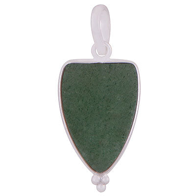 Gorgeous Gemstone Rawa Work Around Green Aventurine Shield Shape 925 Sterling Solid Silver Pendant - R101918-10
