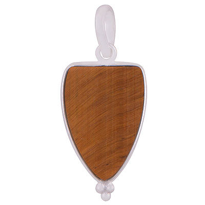 Gorgeous Gemstone Rawa Work Around Tiger's Eye Shield Shape 925 Sterling Solid Silver Pendant - R101918-12