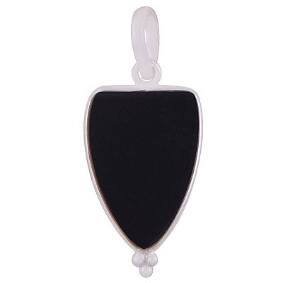 Gorgeous Gemstone Rawa Work Around Black Onyx Shield Shape 925 Sterling Solid Silver Pendant - R101918-14