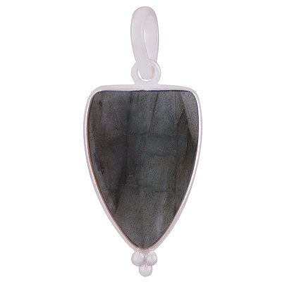 Gorgeous Gemstone Rawa Work Around Labradorite Shield Shape 925 Sterling Solid Silver Pendant - R101918-3