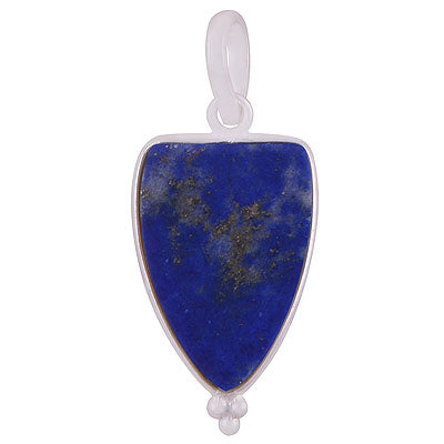 Gorgeous Gemstone Rawa Work Around Lapis Shield Shape 925 Sterling Solid Silver Pendant - R101918-4