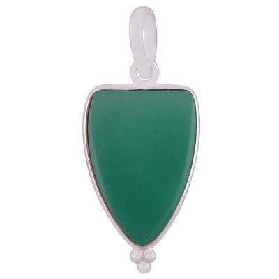 Gorgeous Gemstone Rawa Work Around Green Onyx Shield Shape 925 Sterling Solid Silver Pendant - R101918-6