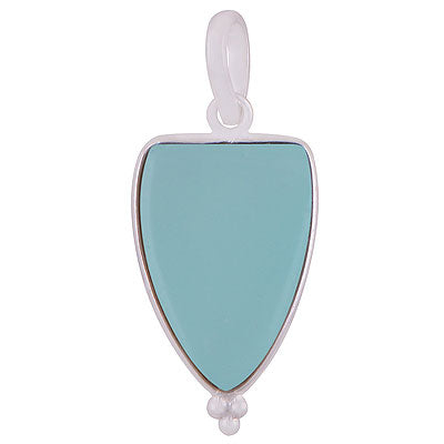 Gorgeous Gemstone Rawa Work Around Aqua Chalcedony Shield Shape 925 Sterling Solid Silver Pendant - R101918-8