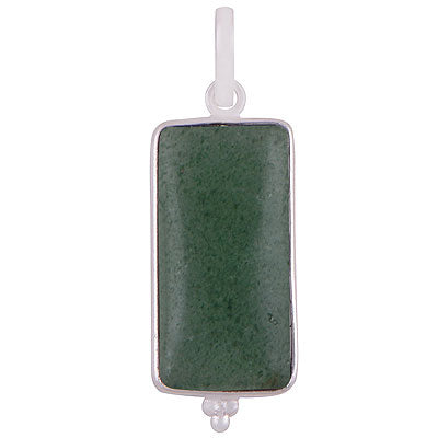 Alluring Elongated Gemstone Rawa Work Around Green Aventurine Rectangle Shape 925 Sterling Solid Silver Pendant - R101919-10