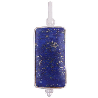 Alluring Elongated Gemstone Rawa Work Around Lapis Rectangle Shape 925 Sterling Solid Silver Pendant - R101919-4
