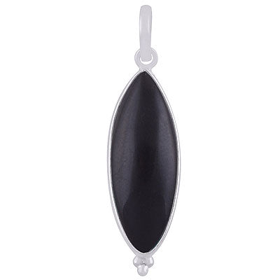 Gorgeous Elongated Gemstone Rawa Work Around Black Onyx Marquise Shape 925 Sterling Solid Silver Pendant - R101920-14
