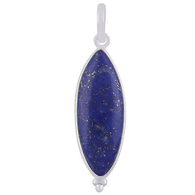 Gorgeous Elongated Gemstone Rawa Work Around Lapis Marquise Shape 925 Sterling Solid Silver Pendant - R101920-4