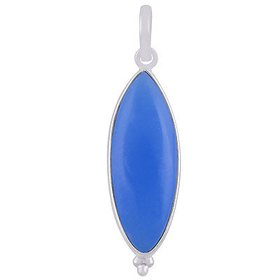 Gorgeous Elongated Gemstone Rawa Work Around Blue Chalcedony Marquise Shape 925 Sterling Solid Silver Pendant - R101920-7