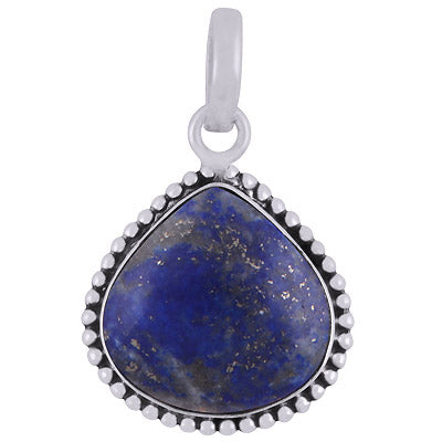 Gorgeous Rawa Work Around Lapis Drop Shape 925 Sterling Solid Silver Pendant - R101922-4