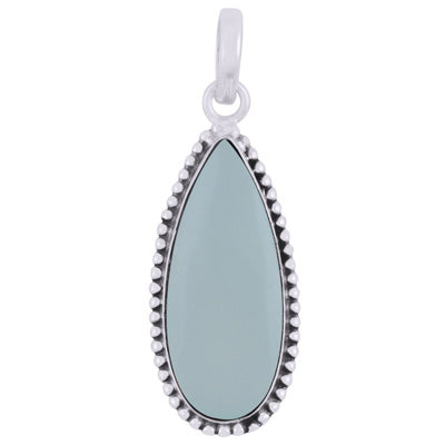 Alluring Rawa Work Around Aqua Chalcedony Pear Shape 925 Sterling Solid Silver Pendant - R101923-9