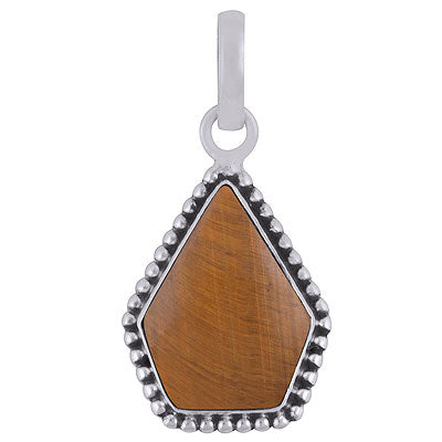 Stunning Rawa Work Around Tiger's Eye Pentagon Shape 925 Sterling Solid Silver Pendants - R101924-12