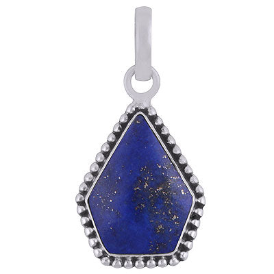 Stunning Rawa Work Around Lapis Pentagon Shape 925 Sterling Solid Silver Pendants - R101924-4