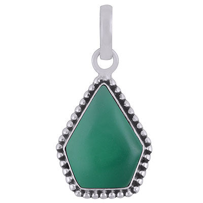 Stunning Rawa Work Around Green Onyx Pentagon Shape 925 Sterling Solid Silver Pendants - R101924-7