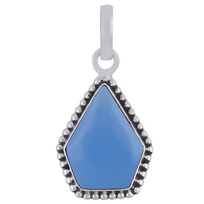 Stunning Rawa Work Around Blue Chalcedony Pentagon Shape 925 Sterling Solid Silver Pendants - R101924-8