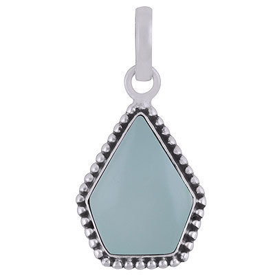 Stunning Rawa Work Around Aqua Chalcedony Pentagon Shape 925 Sterling Solid Silver Pendants - R101924-9
