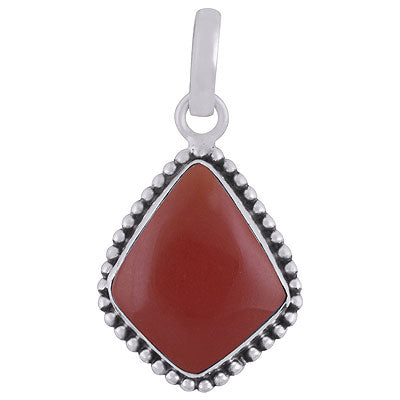 Beautifully Handcrafted Rawa Work Around Carnelian Kite Shape 925 Sterling Solid Silver Pendant - R101925-6