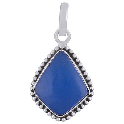 Beautifully Handcrafted Rawa Work Around Blue Chalcedony Kite Shape 925 Sterling Solid Silver Pendant - R101925-8